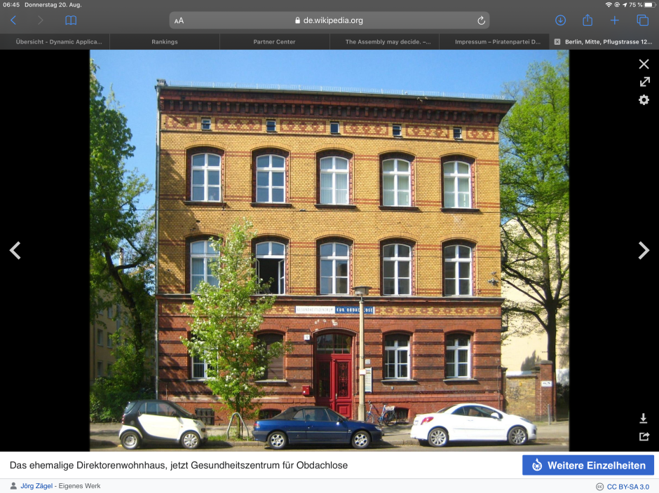 Pflugstr. 12, Berlin, Europe. Near the German Wall. At Pflugstr. 9a, last Pirates of Germany.